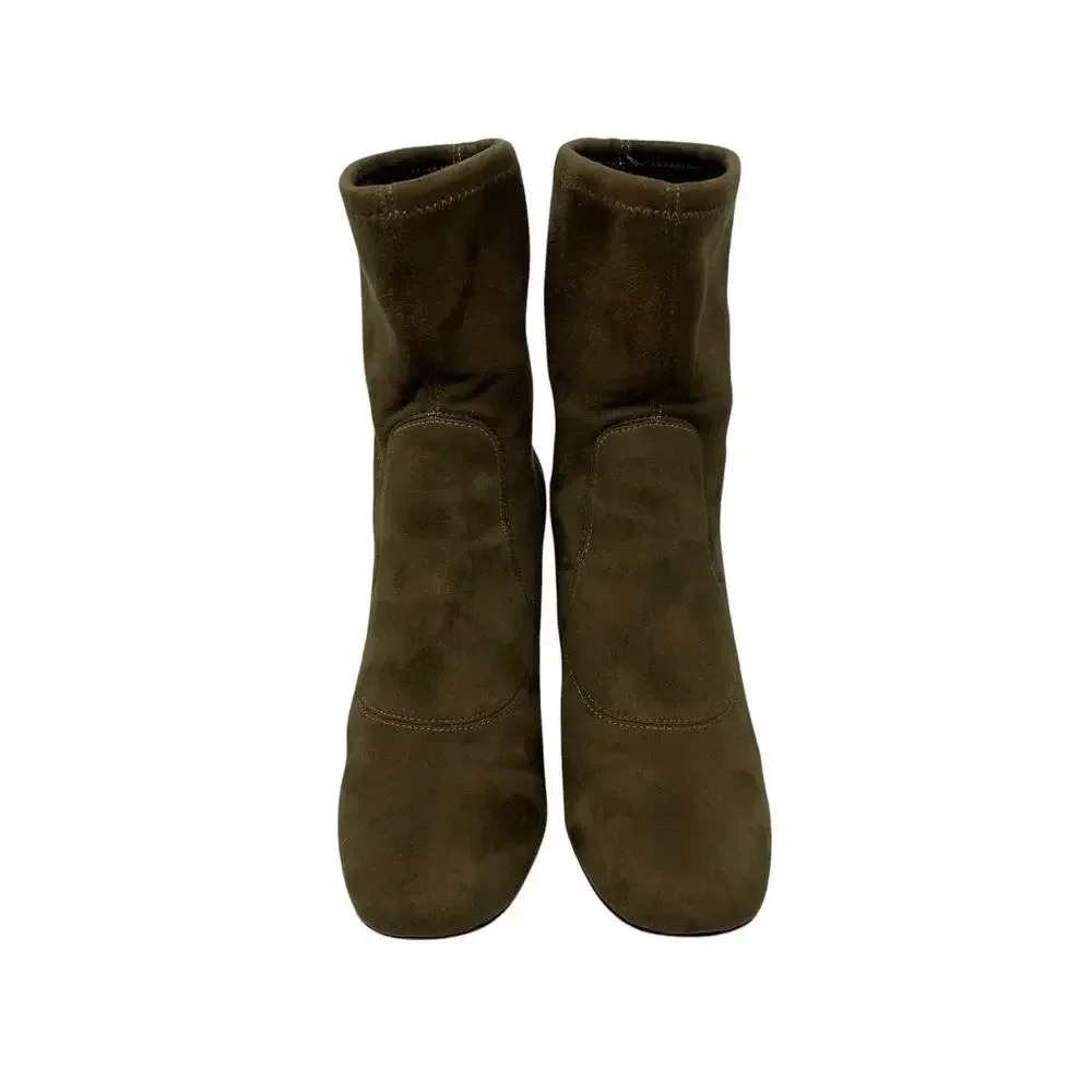 Donald Pliner Suede Sock Boot - Leather Booties - Olive Green - Size 6 - Picture 5 of 9